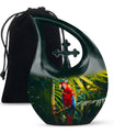 Large 10 inch Macaw Parrot Cross Drop Design Urn  
