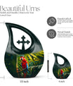 Large 10 inch Macaw Parrot Cross Drop Design Urn  