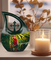 Large 10 inch Macaw Parrot Cross Drop Design Urn  