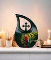 Large 10 inch Macaw Parrot Cross Drop Design Urn  