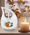 Aluminum Mapple Leaf Urn, 10-inch Cross Drop Design, 
