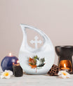Aluminum Mapple Leaf Urn, 10-inch Cross Drop Design, 
