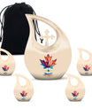 10-inch pink Mapple Leaf urn with Cross Drop design,