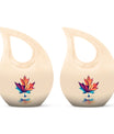 10-inch pink Mapple Leaf urn with Cross Drop design,