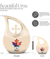 10-inch pink Mapple Leaf urn with Cross Drop design,