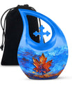 10-inch Mapple Leaf Urn with Cross Drop design 