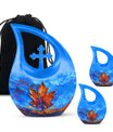10-inch Mapple Leaf Urn with Cross Drop design 