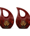 10-inch Mapple Leaf large urn with Cross Drop design for ash containment