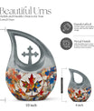 10-inch Mapple Leaf Urn, Cross Drop design