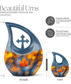 10 inch Mapple Leaf Urn, Modern Cross Drop design