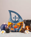 10 inch Mapple Leaf Urn, Modern Cross Drop design