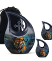 Tiger Theme Large Urn With 2 Keepsake Urn