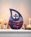 10-inch Beach Theme Cross Drop Design Memorial Urn 
