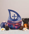 10-inch Beach Theme Cross Drop Design Memorial Urn 