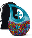 Flowers Theme Large Urn 10 Inch