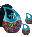 Flowers Theme Large Urn With 2 Keepsake Urn