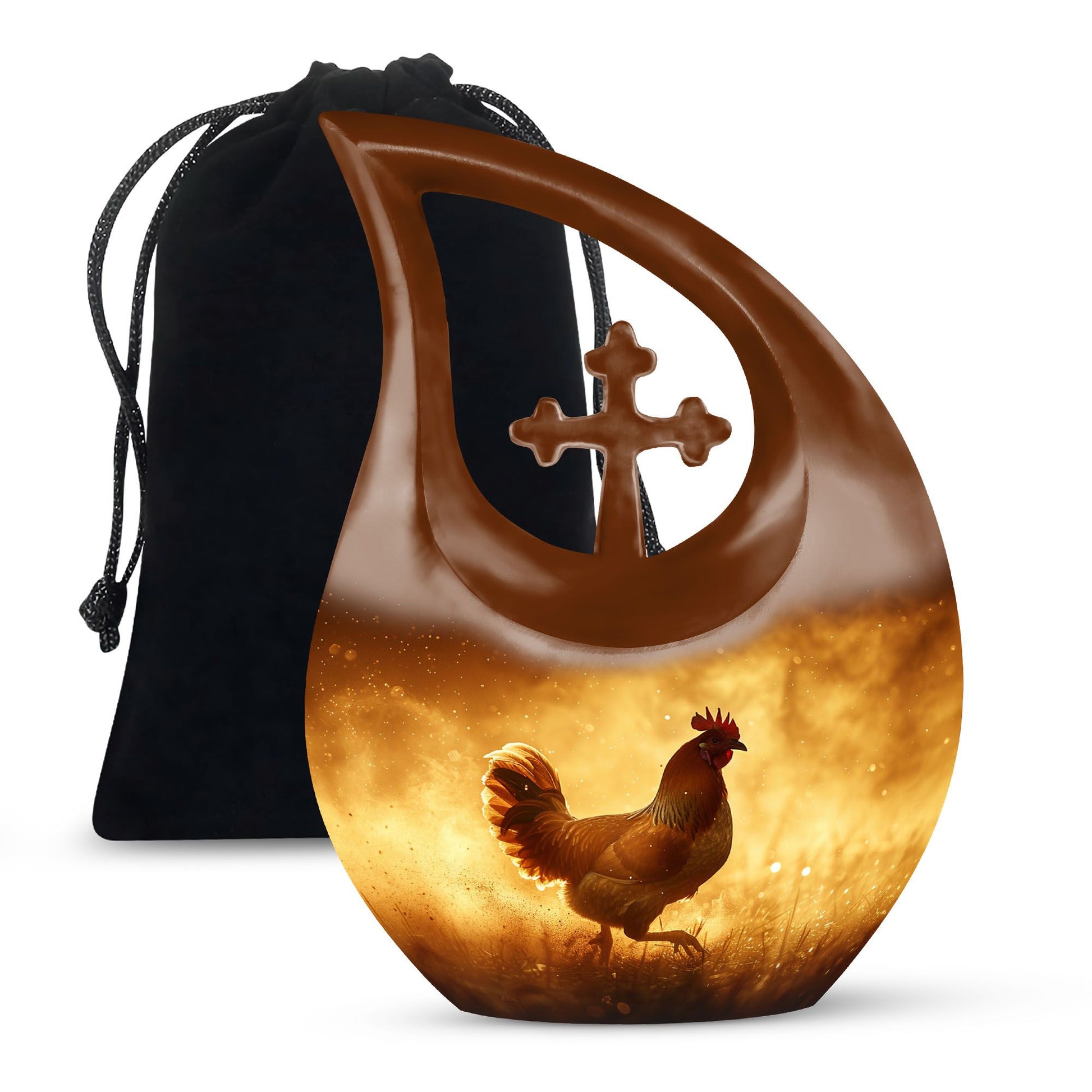 10-inch Chicken Urn with Cross Drop