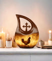 10-inch Chicken Urn with Cross Drop