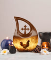 10-inch Chicken Urn with Cross Drop