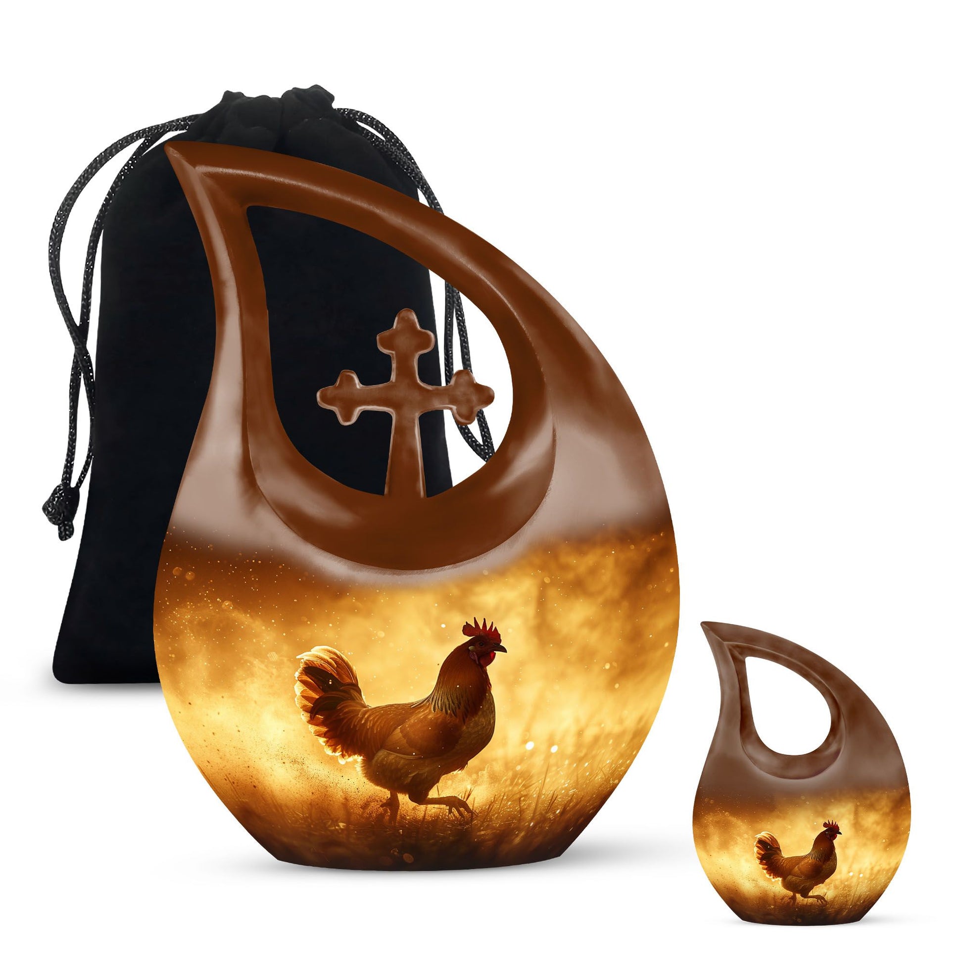 10-inch Chicken Urn with Cross Drop