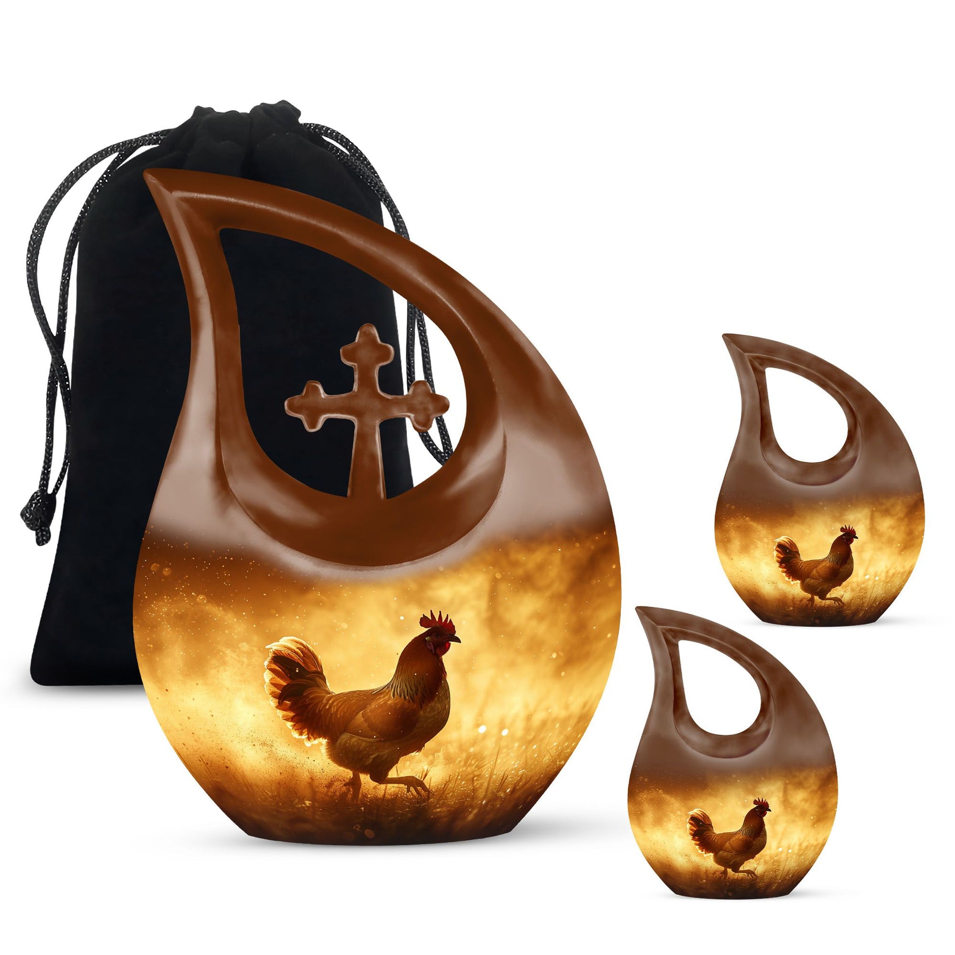 10-inch Chicken Urn with Cross Drop