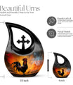 10-inch Chicken Urn with Cross Drop design, Large