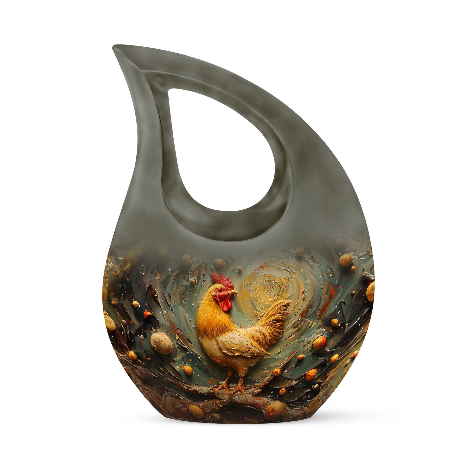 Affordable Chicken Themed 10-inch Cross Drop Cremation Urn 