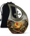 Affordable Chicken Themed 10-inch Cross Drop Cremation Urn 