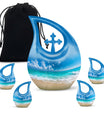 Beach Theme Large Urn With 4 Keepsake Urn