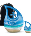 Beach Theme Large Urn With 1 Keepsake Urn