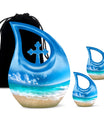 Beach Theme Large Urn With 2 Keepsake Urn