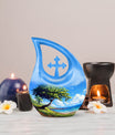 10-inch Beach Urn with Cross Drop design, a unique KeepSake Urn for ashes, customizable