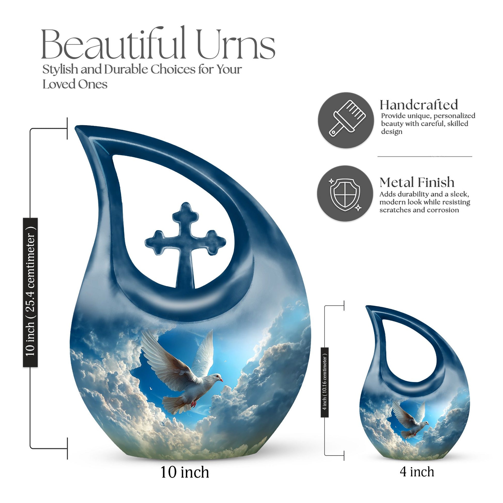 Dove Urn with Cross Drop design