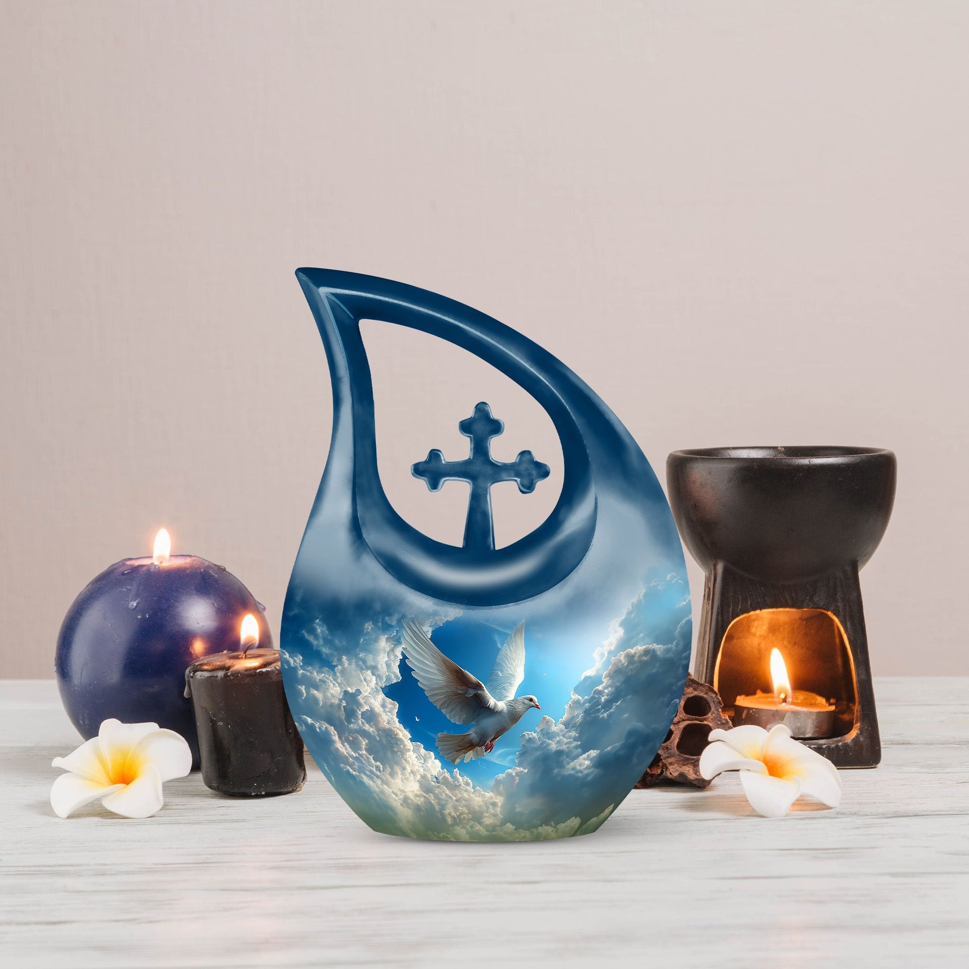 Dove Urn with Cross Drop design