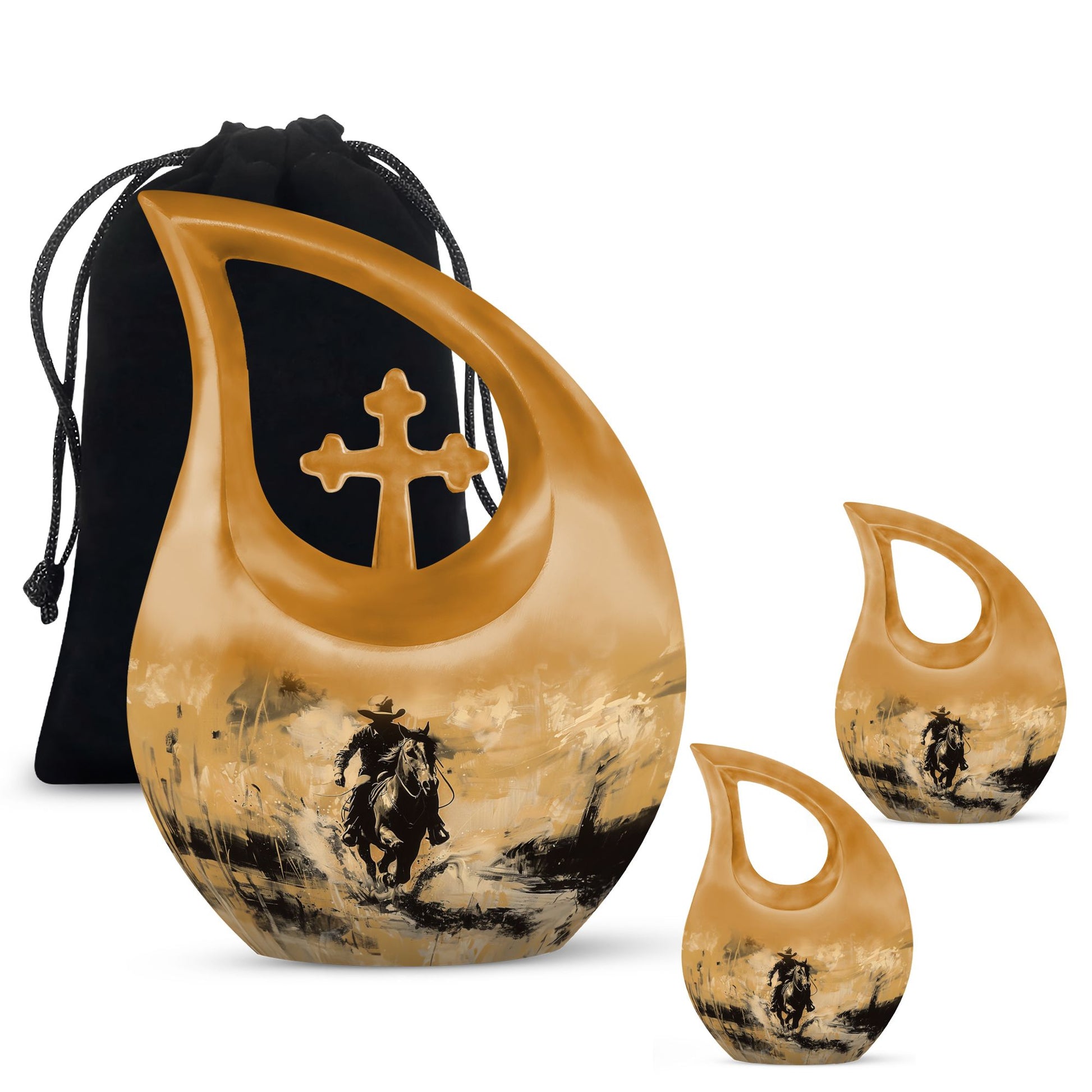 10-inch Cowboy-themed Cross Drop design Urn