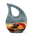 10-inch Cowboy-themed large aluminium cremation urn