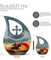 10-inch Cowboy-themed large aluminium cremation urn