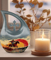 10-inch Cowboy-themed large aluminium cremation urn