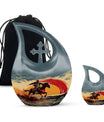 10-inch Cowboy-themed large aluminium cremation urn