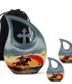 10-inch Cowboy-themed large aluminium cremation urn