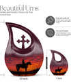 10-inch Cowboy theme Cross Drop design urn for human ashes