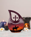 10-inch Cowboy theme Cross Drop design urn for human ashes