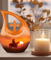 Cowboy themed Cross Drop Memorial Urn for Ashes