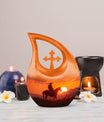 Cowboy themed Cross Drop Memorial Urn for Ashes