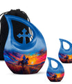 Cowboy Theme Large Urn With 2 Keepsake Urn