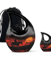 Cowboy Theme Large Urn With 1 Keepsake Urn