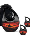 10-inch Cowboy-themed Large Urn with Aluminium Cross Drop design for ashes, includes velvet pouch