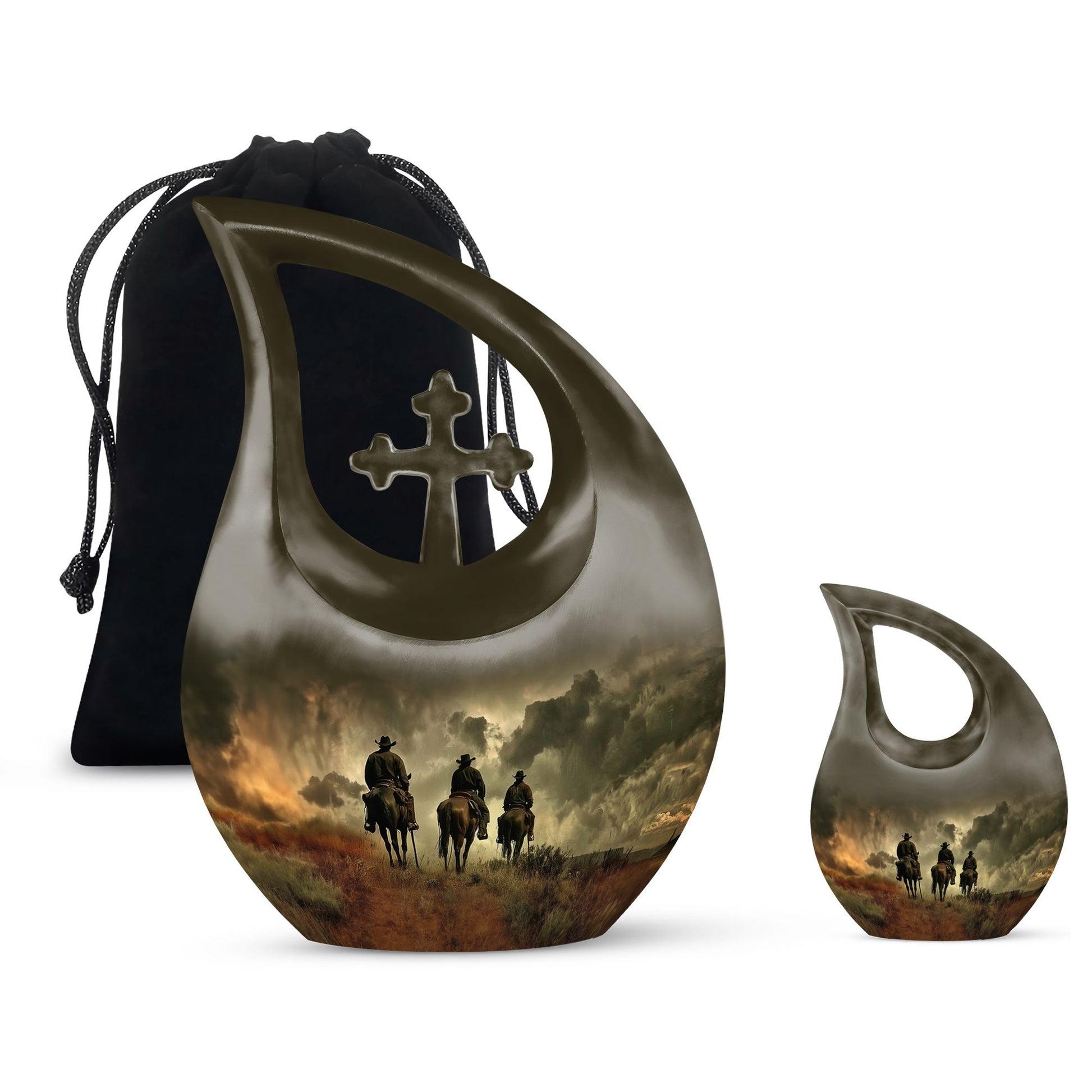 Cowboy Cross Drop - Distinctive Aluminium Memorial Urns for Tranquillity