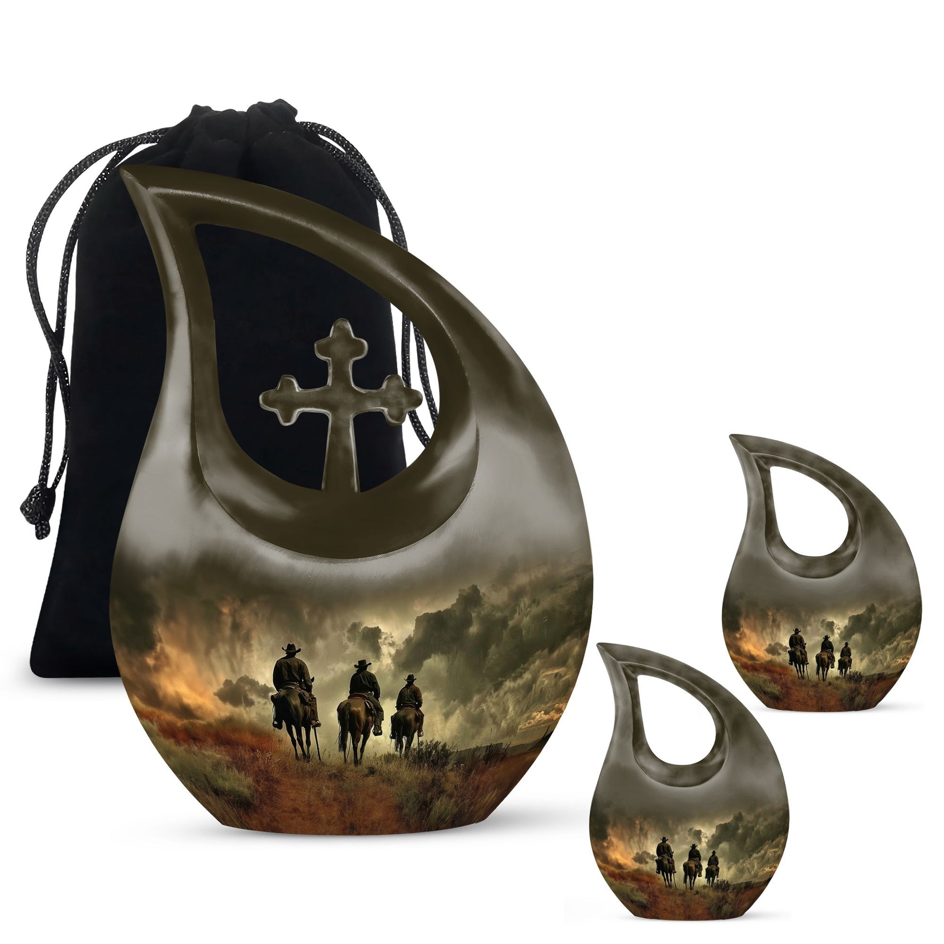 Cowboy Cross Drop - Distinctive Aluminium Memorial Urns for Tranquillity