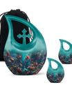 Mermaid Theme Large Urn With 2 Keepsake Urn